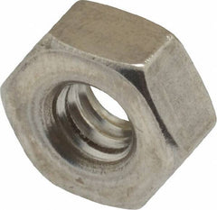 Value Collection - 1/4-20 UNC Stainless Steel Right Hand Heavy Hex Nut - 1/2" Across Flats, 15/64" High, Uncoated - USA Tool & Supply