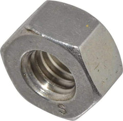 Value Collection - 5/16-18 UNC Stainless Steel Right Hand Heavy Hex Nut - 9/16" Across Flats, 19/64" High, Uncoated - USA Tool & Supply