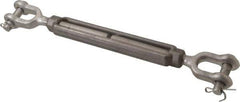 Made in USA - 2,200 Lb Load Limit, 1/2" Thread Diam, 6" Take Up, Stainless Steel Jaw & Jaw Turnbuckle - 7-1/2" Body Length, 3/4" Neck Length, 13" Closed Length - USA Tool & Supply