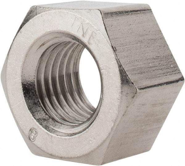 Value Collection - 1-8 UNC Stainless Steel Right Hand Heavy Hex Nut - 1-5/8" Across Flats, 63/64" High, Uncoated - USA Tool & Supply