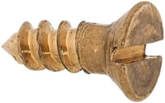 Value Collection - #2, 1/4" OAL, Slotted Drive, Flat Head Wood Screw - ASME B18.6.1, Brass - USA Tool & Supply
