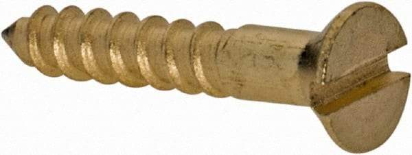 Value Collection - #2, 1/2" OAL, Slotted Drive, Flat Head Wood Screw - ASME B18.6.1, Brass - USA Tool & Supply