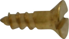 Value Collection - #4, 3/8" OAL, Slotted Drive, Flat Head Wood Screw - ASME B18.6.1, Brass - USA Tool & Supply
