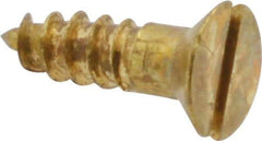 Value Collection - #6, 1/2" OAL, Slotted Drive, Flat Head Wood Screw - ASME B18.6.1, Brass - USA Tool & Supply