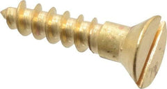 Value Collection - #6, 5/8" OAL, Slotted Drive, Flat Head Wood Screw - ASME B18.6.1, Brass - USA Tool & Supply