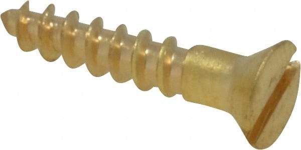 Value Collection - #6, 3/4" OAL, Slotted Drive, Flat Head Wood Screw - ASME B18.6.1, Brass - USA Tool & Supply