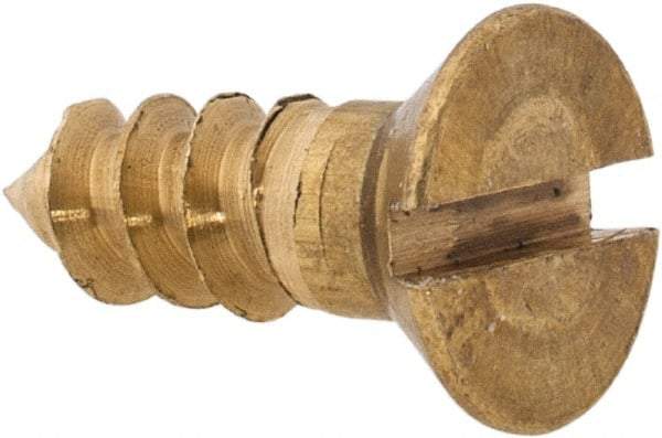 Value Collection - #8, 1/2" OAL, Slotted Drive, Flat Head Wood Screw - ASME B18.6.1, Brass - USA Tool & Supply