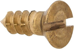 Value Collection - #8, 1/2" OAL, Slotted Drive, Flat Head Wood Screw - ASME B18.6.1, Brass - USA Tool & Supply
