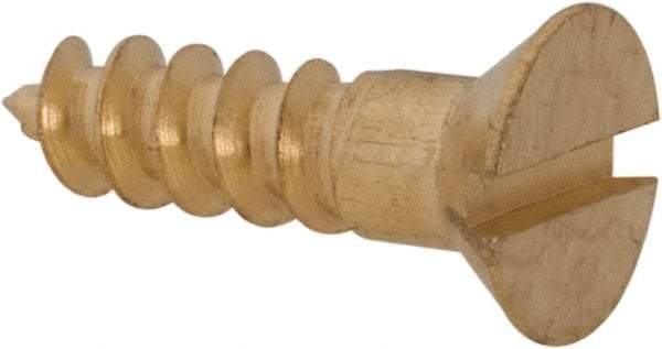 Value Collection - #8, 5/8" OAL, Slotted Drive, Flat Head Wood Screw - ASME B18.6.1, Brass - USA Tool & Supply