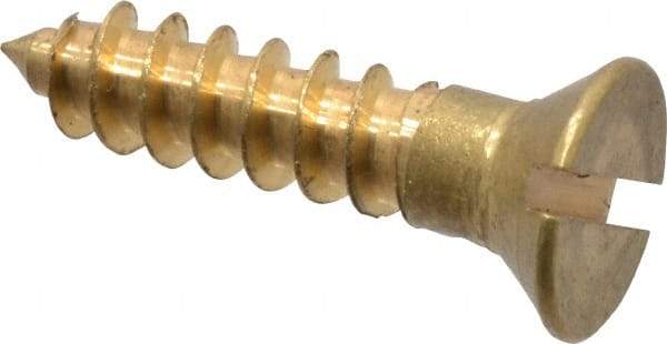Value Collection - #8, 3/4" OAL, Slotted Drive, Flat Head Wood Screw - ASME B18.6.1, Brass - USA Tool & Supply