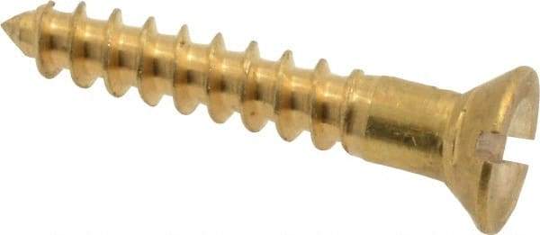 Value Collection - #8, 1" OAL, Slotted Drive, Flat Head Wood Screw - ASME B18.6.1, Brass - USA Tool & Supply