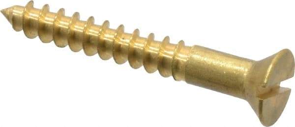 Value Collection - #8, 1-1/4" OAL, Slotted Drive, Flat Head Wood Screw - ASME B18.6.1, Brass - USA Tool & Supply