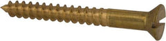 Value Collection - #8, 1-1/2" OAL, Slotted Drive, Flat Head Wood Screw - ASME B18.6.1, Brass - USA Tool & Supply