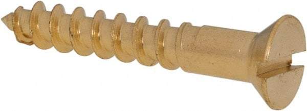 Value Collection - #10, 1-1/4" OAL, Slotted Drive, Flat Head Wood Screw - ASME B18.6.1, Brass - USA Tool & Supply