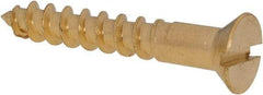 Value Collection - #10, 1-1/4" OAL, Slotted Drive, Flat Head Wood Screw - ASME B18.6.1, Brass - USA Tool & Supply