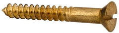 Value Collection - #10, 1-1/2" OAL, Slotted Drive, Flat Head Wood Screw - ASME B18.6.1, Brass - USA Tool & Supply