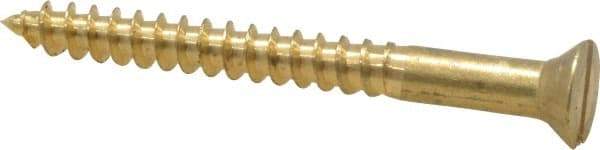 Value Collection - #10, 2" OAL, Slotted Drive, Flat Head Wood Screw - ASME B18.6.1, Brass - USA Tool & Supply