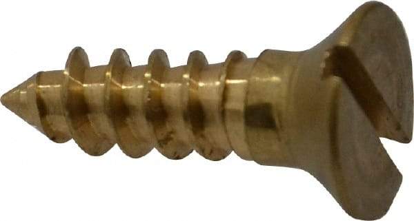Value Collection - #12, 3/4" OAL, Slotted Drive, Flat Head Wood Screw - ASME B18.6.1, Brass - USA Tool & Supply