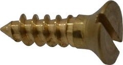 Value Collection - #12, 3/4" OAL, Slotted Drive, Flat Head Wood Screw - ASME B18.6.1, Brass - USA Tool & Supply