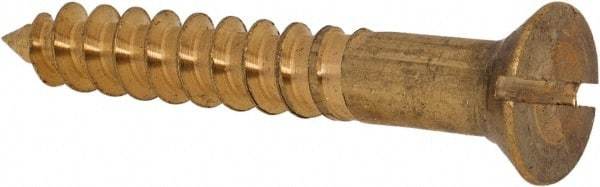 Value Collection - #12, 1-1/2" OAL, Slotted Drive, Flat Head Wood Screw - ASME B18.6.1, Brass - USA Tool & Supply