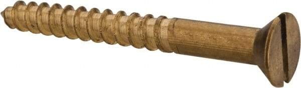 Value Collection - #12, 2" OAL, Slotted Drive, Flat Head Wood Screw - ASME B18.6.1, Brass - USA Tool & Supply