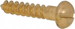 Value Collection - #14, 1-1/4" OAL, Slotted Drive, Flat Head Wood Screw - ASME B18.6.1, Brass - USA Tool & Supply