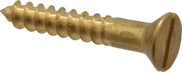 Value Collection - #14, 1-1/2" OAL, Slotted Drive, Flat Head Wood Screw - ASME B18.6.1, Brass - USA Tool & Supply