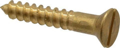 Value Collection - #14, 1-1/2" OAL, Slotted Drive, Flat Head Wood Screw - ASME B18.6.1, Brass - USA Tool & Supply