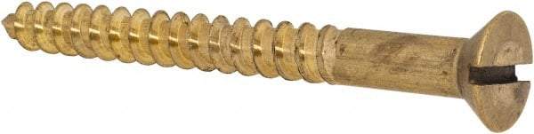 Value Collection - #14, 2-1/2" OAL, Slotted Drive, Flat Head Wood Screw - ASME B18.6.1, Brass - USA Tool & Supply