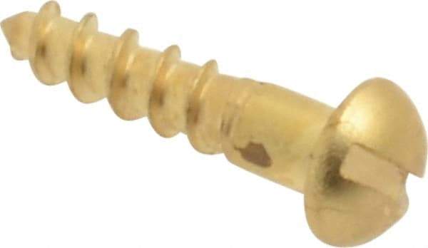Value Collection - #2, 3/8" Length Under Head, Slotted Drive, Round Head Wood Screw - ASME B18.6.1, Brass - USA Tool & Supply