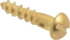 Value Collection - #2, 3/8" Length Under Head, Slotted Drive, Round Head Wood Screw - ASME B18.6.1, Brass - USA Tool & Supply