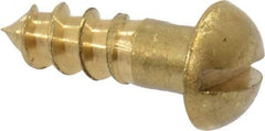Value Collection - #4, 3/8" Length Under Head, Slotted Drive, Round Head Wood Screw - ASME B18.6.1, Brass - USA Tool & Supply