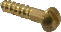 Value Collection - #4, 1/2" Length Under Head, Slotted Drive, Round Head Wood Screw - ASME B18.6.1, Brass - USA Tool & Supply