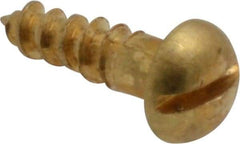 Value Collection - #6, 1/2" Length Under Head, Slotted Drive, Round Head Wood Screw - ASME B18.6.1, Brass - USA Tool & Supply