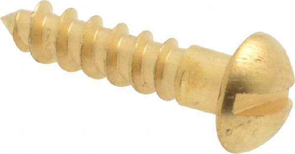 Value Collection - #6, 5/8" Length Under Head, Slotted Drive, Round Head Wood Screw - ASME B18.6.1, Brass - USA Tool & Supply