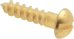 Value Collection - #6, 5/8" Length Under Head, Slotted Drive, Round Head Wood Screw - ASME B18.6.1, Brass - USA Tool & Supply