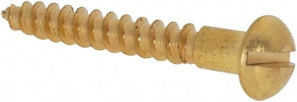 Value Collection - #6, 1" Length Under Head, Slotted Drive, Round Head Wood Screw - ASME B18.6.1, Brass - USA Tool & Supply