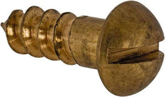 Value Collection - #8, 1/2" Length Under Head, Slotted Drive, Round Head Wood Screw - ASME B18.6.1, Brass - USA Tool & Supply