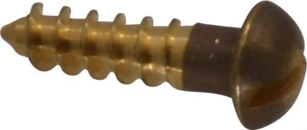 Value Collection - #8, 5/8" Length Under Head, Slotted Drive, Round Head Wood Screw - ASME B18.6.1, Brass - USA Tool & Supply