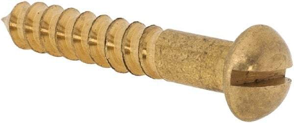 Value Collection - #8, 1" Length Under Head, Slotted Drive, Round Head Wood Screw - ASME B18.6.1, Brass - USA Tool & Supply