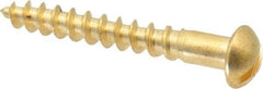 Value Collection - #8, 1-1/4" Length Under Head, Slotted Drive, Round Head Wood Screw - ASME B18.6.1, Brass - USA Tool & Supply