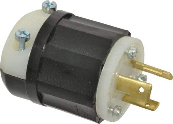 Leviton - 250 VAC, 20 Amp, L6-20P Configuration, Industrial Grade, Self Grounding Plug - 1 Phase, 2 Poles, 0.385 to 0.78 Inch Cord Diameter - USA Tool & Supply