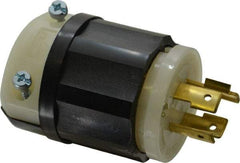 Leviton - 125/250 VAC, 20 Amp, L14-20P Configuration, Industrial Grade, Self Grounding Plug - 1 Phase, 3 Poles, 0.595 to 0.895 Inch Cord Diameter - USA Tool & Supply