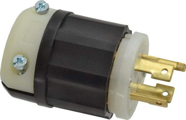 Leviton - 125/250 VAC, 30 Amp, L14-30P Configuration, Industrial Grade, Self Grounding Plug - 1 Phase, 3 Poles, 0.595 to 1.15 Inch Cord Diameter - USA Tool & Supply