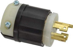 Leviton - 125/250 VAC, 30 Amp, L14-30P Configuration, Industrial Grade, Self Grounding Plug - 1 Phase, 3 Poles, 0.595 to 1.15 Inch Cord Diameter - USA Tool & Supply