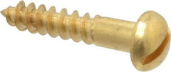 Value Collection - #10, 1" Length Under Head, Slotted Drive, Round Head Wood Screw - ASME B18.6.1, Brass - USA Tool & Supply