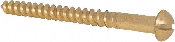 Value Collection - #12, 2-1/2" Length Under Head, Slotted Drive, Round Head Wood Screw - ASME B18.6.1, Brass - USA Tool & Supply