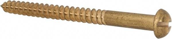 Value Collection - #14, 3" Length Under Head, Slotted Drive, Round Head Wood Screw - ASME B18.6.1, Brass - USA Tool & Supply