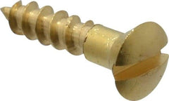 Value Collection - #4, 1/2" Length Under Head, Slotted Drive, Oval Head Wood Screw - ASME B18.6.1, Brass - USA Tool & Supply