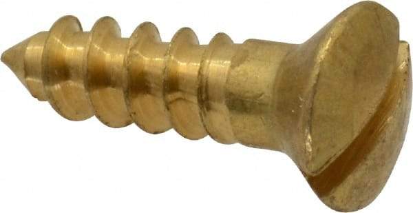 Value Collection - #6, 1/2" Length Under Head, Slotted Drive, Oval Head Wood Screw - ASME B18.6.1, Brass - USA Tool & Supply